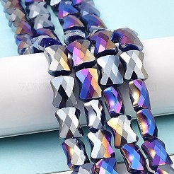 Abカラープレートガラスビーズ連売り  多面的な竹の棒  ミッドナイトブルー  10.5~11x8x5mm  穴：1.4mm  約58~60個/連  24.01~24.8インチ（61~63cm）&nbsp;EGLA-P051-06A-B02