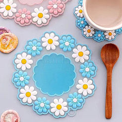 2Pcs 2 Colors Daisy Shaped Silicone Hot Pads&nbsp;AJEW-GF0011-16
