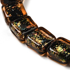 手作りの二色性箔ガラスビーズ連売り  正方形  チョコレート  12~12.5x12~12.5x6.5~8mm  穴：1.6mm  約33個/連  16.02''（40.7センチメートル）&nbsp;DICH-U001-07F