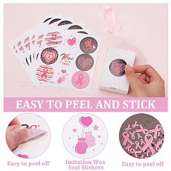 Round Dot Breast Cancer Awareness Pink Ribbon Stickers&nbsp;DIY-WH0409-31