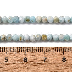 天然石ラリマービーズ連売り  多面カット  ロンデル  4x3mm  穴：0.8mm  約129個/連  15.47''（39.3センチメートル）&nbsp;G-F803-B01-02