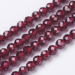 天然石ガーネットビーズ連売り  多面カット  ラウンド  3mm  穴：1mm  約134個/連  15インチ&nbsp;X-G-D167-B-3mm
