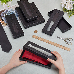 Paper Cardboard Tie Storage Boxes with Visible Window&nbsp;LS-CON-WH0107-63