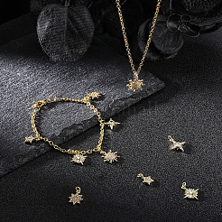 10Pcs 5 Styles Brass Micro Pave Clear Cubic Zirconia Pendants&nbsp;KK-BBC0028-74
