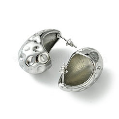 真鍮製のスタッドのイヤリング  テクスチャティアドロップ  プラチナ  30.5x18mm&nbsp;EJEW-C072-05P