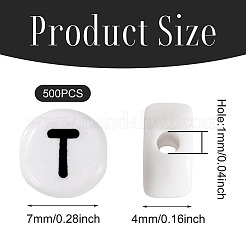 500PCSアクリルビーズ  横穴付き  文字L  フラットラウンド  文字t  7x4mm  穴：1mm&nbsp;SACR-TA0001-55T