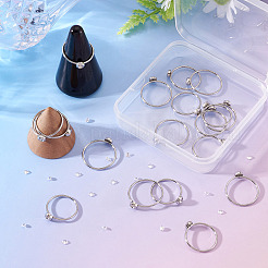 18Pcs 304 Stainless Steel Finger Ring Rhinestone Settings&nbsp;STAS-TA0005-86P