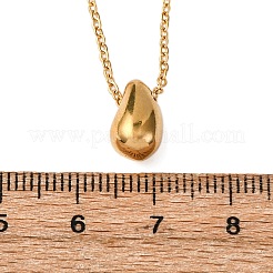 304 Stainless Steel Teardrop Pendant Cable Chain Necklaces for Women&nbsp;NJEW-K255-37G