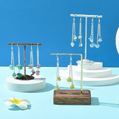 真鍮ダングルイヤリング5組  天然宝石チップ付き  89mm  5ペア/セット&nbsp;EJEW-FS00039