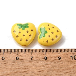 不透明なアクリルビーズ  フルーツ入りハート  苺  17x18x8.5mm  穴：1.6mm&nbsp;MACR-V001-01B
