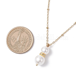 White Round Shell Pearl Snowman Pendant 304 Stainless Steel Satellite Chain Necklaces&nbsp;NJEW-JN05428