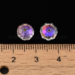 透明なガラスビーズを電気  多面カット  ABカラー  ロンデル  ラベンダーブラッシュ  7.5x4.5mm  穴：1.2mm&nbsp;EGLA-P061-06A-AB02