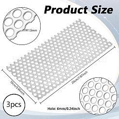 304ステンレススチール製細目ストレーナー  長方形  ステンレス鋼色  200x100x1.5mm  穴：6mm&nbsp;DIY-WH0504-280C