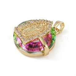 Brass Cubic Zirconia with Glass Pendents&nbsp;KK-Q815-10G