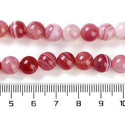 天然石縞瑪瑙/バンデットアゲートビーズ連売り  染め  ラウンド  インディアンレッド  8mm  穴：1.2mm  約24個/連  7.48''（19センチメートル）&nbsp;G-Z060-A01-B15