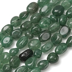 天然石グリーンアベンチュリンビーズ連売り  ナゲット  タンブルストーン  7~12x6~8x5~7mm  穴：1mm  約43~44個/連  15.47~15.63''（39.3~39.7センチメートル）&nbsp;G-G146-A33-01
