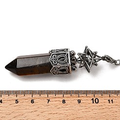 Natural Tiger Eye Faceted Bullet Pointed Dowsing Pendulums&nbsp;G-B149-14AS-06