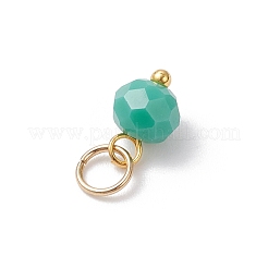 ガラスロンデルビーズチャーム21個  304ステンレススチールオープン丸カン付き  多面カット  ミックスカラー  9.5x6mm  穴：3.6mm&nbsp;PALLOY-JF04545