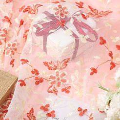 Flower Pattern Polyester Embroidery Lace Fabric&nbsp;DIY-WH0888-199B