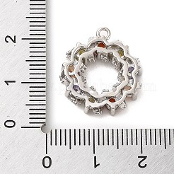 真鍮キュービックジルコニアチャーム  ガラスと  長持ちメッキ  フラットラウンド  カラフル  20x18x4mm  穴：1.5mm&nbsp;KK-M275-63P