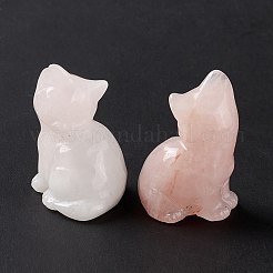 天然ローズクォーツ彫刻ディスプレイ装飾  ホームオフィスデスク用  猫  19~21x21~24x31~32mm&nbsp;G-F719-40H