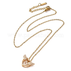 Brass Pave Clear Cubic Zirconia Heart Wing Pendant Necklaces&nbsp;NJEW-M080-01G