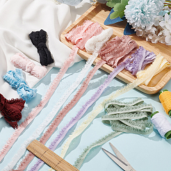 10Pcs 10 Colors Nylon Elastic Flower Edge Lace Trim Ribbons&nbsp;DIY-BC0013-31