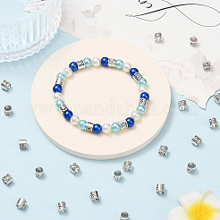 チベット風合金ヨーロピアンビーズ100個  大穴ビーズ  コラム  アンティークシルバー  7x6mm  穴：5.3mm&nbsp;FIND-SP0020-71