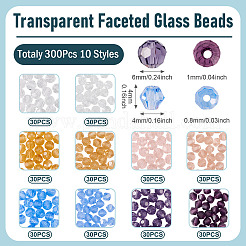 300Pcs 10 Styles Transparent Glass Beads&nbsp;EGLA-TA0013-20