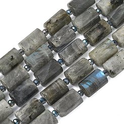 天然石ラブラドライトビーズ連売り  多面カット  コラム  シードビーズで  15~15.5x10mm  穴：0.8mm  約22個/連  15.75''~15.98''（40~40.6センチメートル）&nbsp;G-G453-E10-10x14mm
