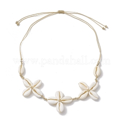 Brass Natural Cowrie Shell Necklaces&nbsp;NJEW-TA00188