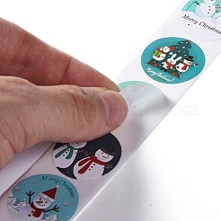 8 Patterns Snowman Round Dot Self Adhesive Paper Stickers Roll&nbsp;X-DIY-A042-01I