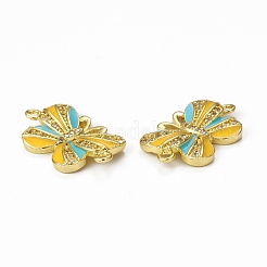 Brass Micro Pave Cubic Zirconia Connector Charms&nbsp;KK-E068-VB407-3
