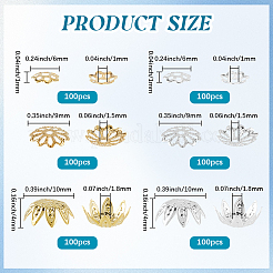 600Pcs 6 Styles Iron Bead Caps&nbsp;IFIN-SP0001-43