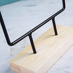 1段長方形鉄製ジュエリーダングルイヤリングオーガナイザーホルダー（木製ベース付き）2セット  イヤリングの保管用に  ブラック  完成品：16x7x21cm&nbsp;EDIS-SC0001-08A