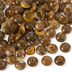 80個 61g アクリル天然石風ビーズ  ロンデル  ツートン  キャメル  13~15.5x6~7.5mm  穴：1.8mm&nbsp;MACR-TADJ0001-10D