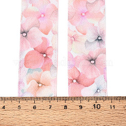 片面プリントポリエステルサテンリボン  花柄  ギフト包装用  ピンク  1インチ（25mm）  約20.00ヤード（18.29m）/ロール&nbsp;SRIB-T009-02A-02