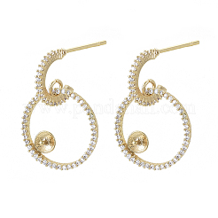 Brass Micro Pave Cubic Zirconia Stud Earring Findings&nbsp;KK-R136-062-NF