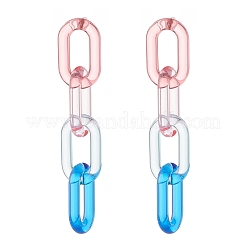 2Pair 2 Color Candy Color Acrylic Cable Chain Tassel Dangle Stud Earrings for Women&nbsp;EJEW-JE04769