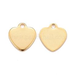 ステンレススチールチャーム201個  ハート  24KGP本金メッキ  10x9.5x0.8mm  穴：1.4mm&nbsp;STAS-K217-63G
