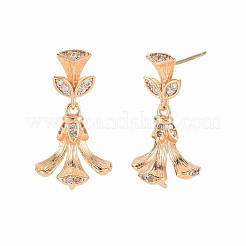 Brass Micro Pave Clear Cubic Zirconia Stud Earring Findings&nbsp;KK-S364-140