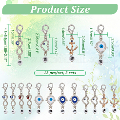 Alloy Rhinestone Evil Eye Pendant Locking Stitch Markers with Acrylic Beads&nbsp;HJEW-AB00081