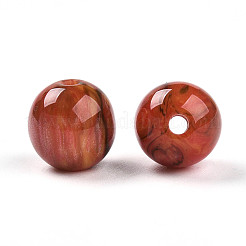 樹脂ビーズ  ラウンド  ツートン  砂茶色  10mm  穴：2mm&nbsp;X1-RESI-YW0004-28B-12