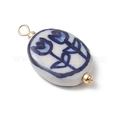 Hand Painted Tulip Flower Blue & White Porcelain Pendants&nbsp;PALLOY-JF05033