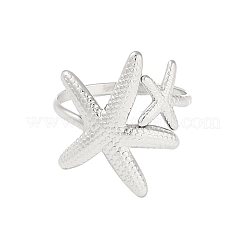 Non-Tarnish 304 Stainless Steel Starfish Open Cuff Rings for Women&nbsp;RJEW-S418-03P
