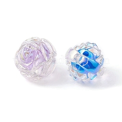 10 個 5 色 UV メッキレインボー虹色アクリルビーズ  ツートンカラーの二層ビーズ  ローズ  ミックスカラー  15.5x16x15mm  穴：3mm  2個/カラー&nbsp;OACR-YW0001-56