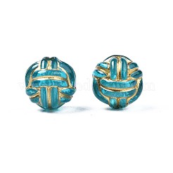 メッキアクリルビーズ  ライン入り  ラウンド  ダークターコイズ  11x10.5x10.5mm  穴：1.8mm  約770個/500g&nbsp;PACR-N008-015