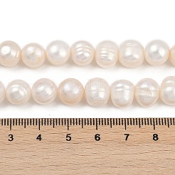 天然養殖淡水パールビーズ連売り  ポテト  グレード2 A  貝殻色  9~10mm  穴：0.7mm  約39~46個/連  13.98~15.43''（33.5~39.2センチメートル）&nbsp;PEAR-I007-07Z-06C