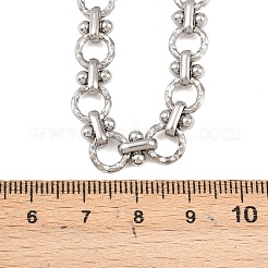 8mm 304ステンレススチールテクスチャリングリンクチェーンネックレス  変色しない  ステンレス鋼色  17.80インチ（45.2cm）&nbsp;NJEW-Z105-04P-01