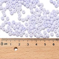 ガラスシードビーズ  マカロンカラー  丸い穴  ラウンド  ラベンダー  4x3mm  穴：1.4mm&nbsp;SEED-XCP0001-32